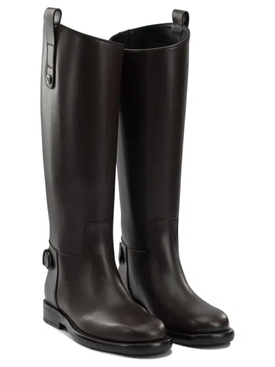 Burberry Leather Cavalier Knee-high Boots In Brown