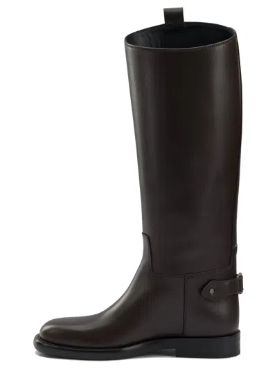 Burberry Leather Cavalier Knee-high Boots In Brown