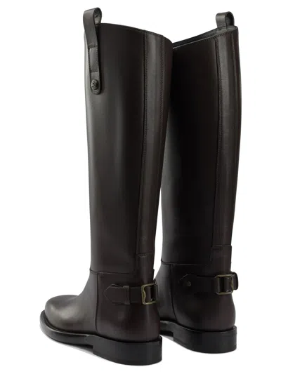 Burberry Leather Cavalier Knee-high Boots In Brown