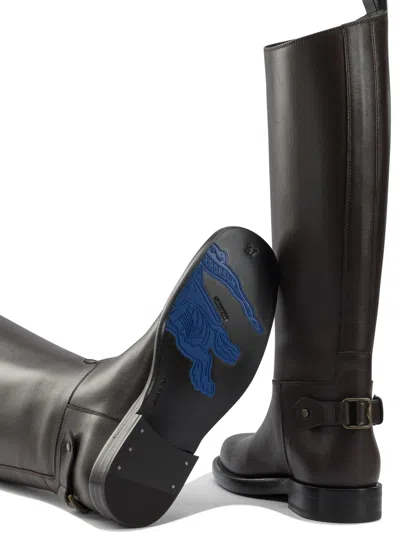 Burberry Leather Cavalier Knee-high Boots In Brown