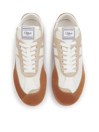 Chloé Kick Brown And White Sneakers In Mesh And Leather In Multi