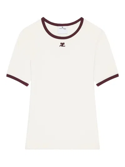 Courrèges Logo Cotton T-shirt In White