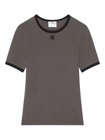Courrèges Courregès Heritage Contrast T-shirt In Gray