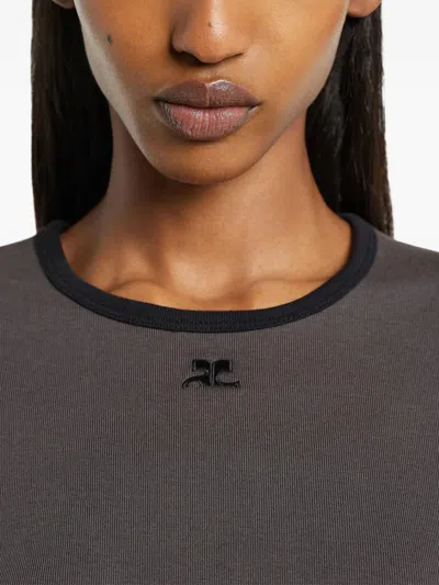 Courrèges Courregès Heritage Contrast T-shirt In Gray