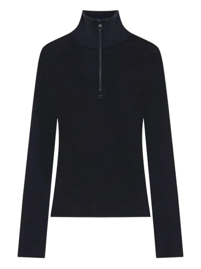 Courrèges Courregès Midnight Blue Wool Sweater In Blue