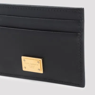Dolce & Gabbana Black Dauphine Leather Card Holder In Black