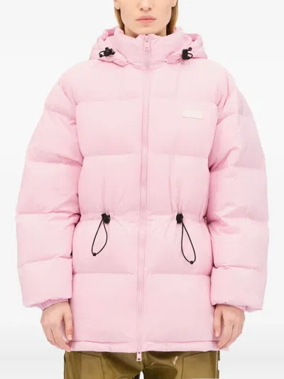Msgm Hooded Drawstring Coat In Pink