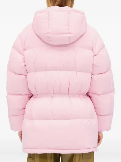 Msgm Hooded Drawstring Coat In Pink