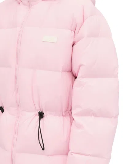 Msgm Hooded Drawstring Coat In Pink