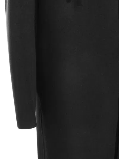 Lardini Hooded Button-down Coat In Black