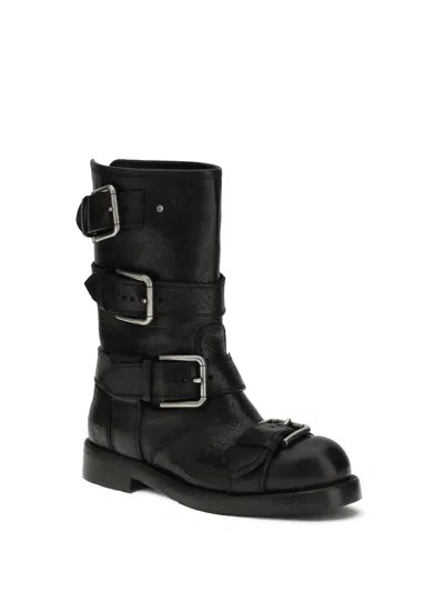 Dolce & Gabbana Leather Boot With Buckles In Animal Print