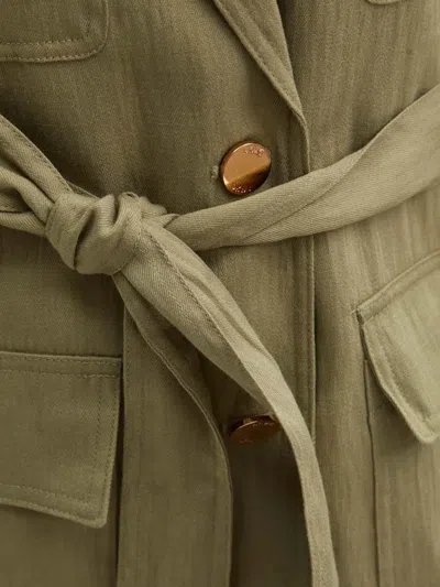 Dkny Pocket Belted Jacket In Green