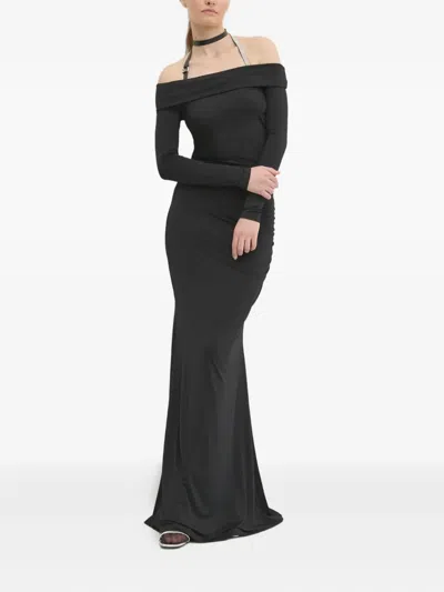 Chiara Ferragni Off-the-shoulder Long-sleeve Maxi Dress In Black
