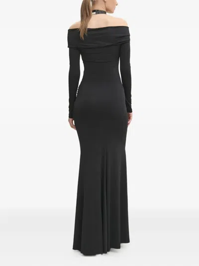 Chiara Ferragni Off-the-shoulder Long-sleeve Maxi Dress In Black