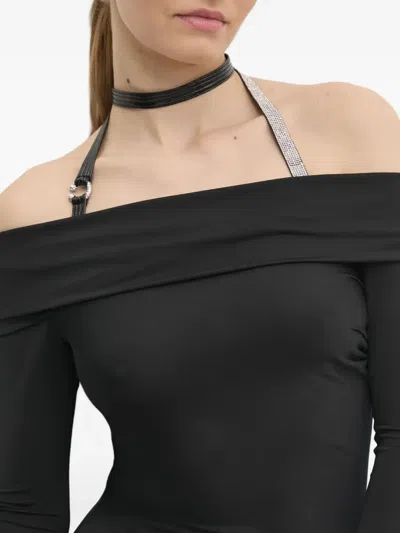 Chiara Ferragni Off-the-shoulder Long-sleeve Maxi Dress In Black