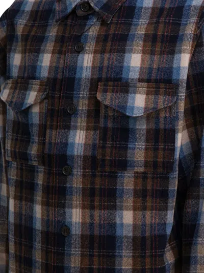 Filson Plaid Check Wool Overshirt In Brown