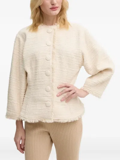 By Malene Birger Button Fringed Jacket In Neutral