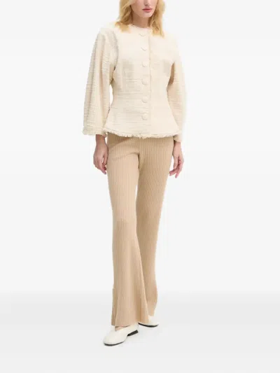 By Malene Birger Button Fringed Jacket In Neutral