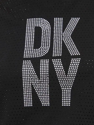 Dkny Logo-lettering Embellished T-shirt In Black