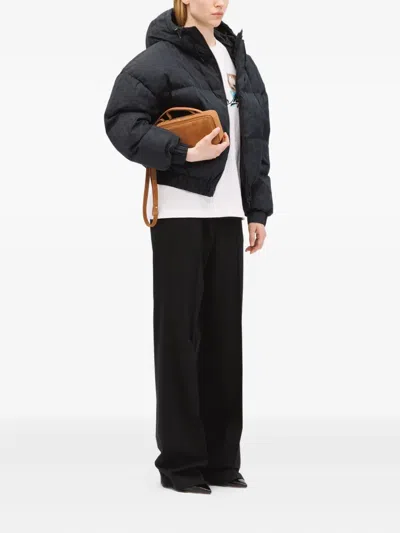 Msgm Hooded Puffer Jacket In Black