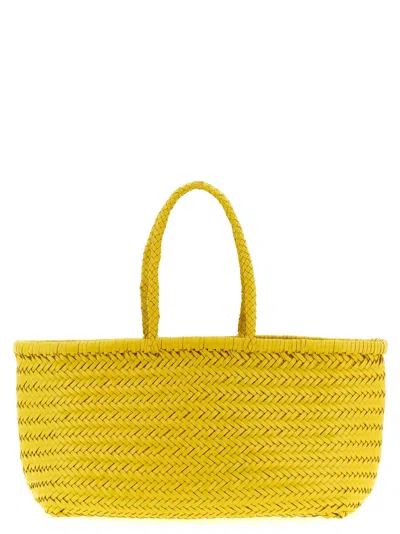 Dragon Diffusion Large Rectangular Shoulder Bag With Woven Texture In Yellow