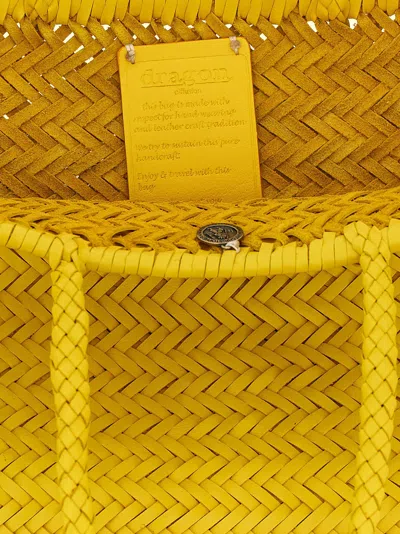 Dragon Diffusion Large Rectangular Shoulder Bag With Woven Texture In Yellow