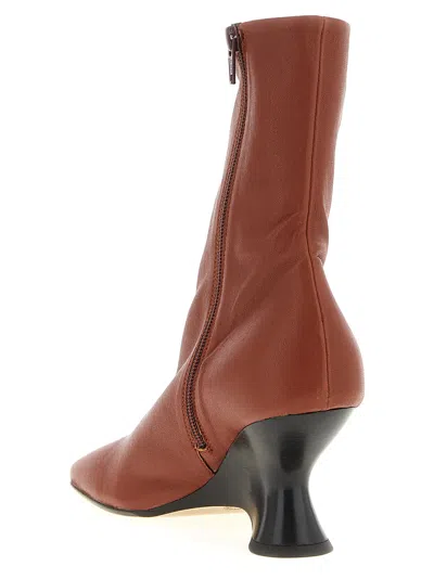 Dries Van Noten Ankle Boots With Square Toe And Unique Heel In Brown