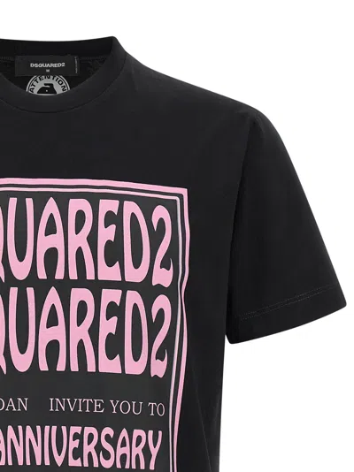Dsquared2 Black T-shirt With 30th Anniversary Pink Print In Black