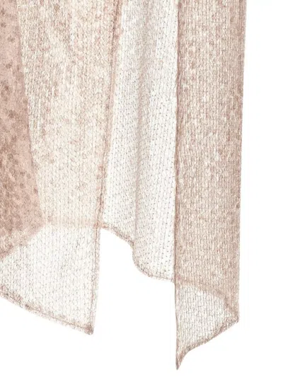 The Andamane Maxi Dress With Spaghetti Straps And Sequins In Neutral