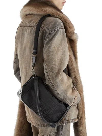 Fendi Men Lui Nylon Messenger Bag In Black