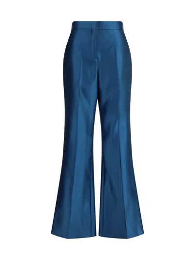Fendi Women Duchesse Silk Trousers In Blue