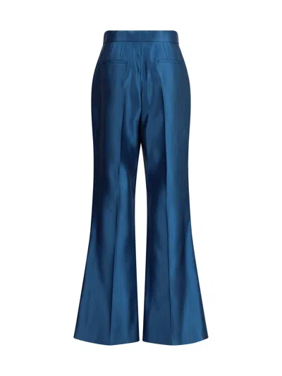 Fendi Women Duchesse Silk Trousers In Blue