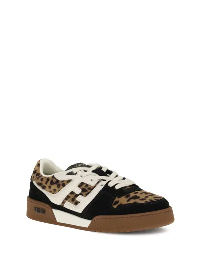 Fendi Low-top Platform In Multicolor Cavallino Calfskin And Suede In Multi