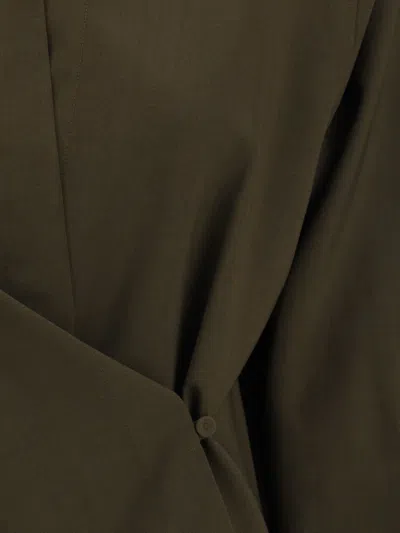 Fendi Women Green Shirt With Asymmetric Side Closure And Cut-out Detail On The Front In Wool Woman In Burgundy