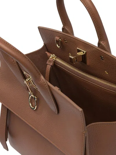 Ferragamo Tote Bag With Top Handle And Strap In Brown