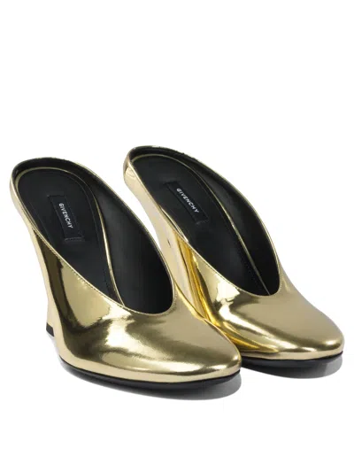 Givenchy Mule With Sculpted Heel In Leather Mirror Effect In Gold