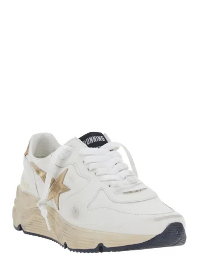 Golden Goose Running Sole Sneakers In Nappa With Laminated Star And Lizard Printed Heel Tab Shoes In White