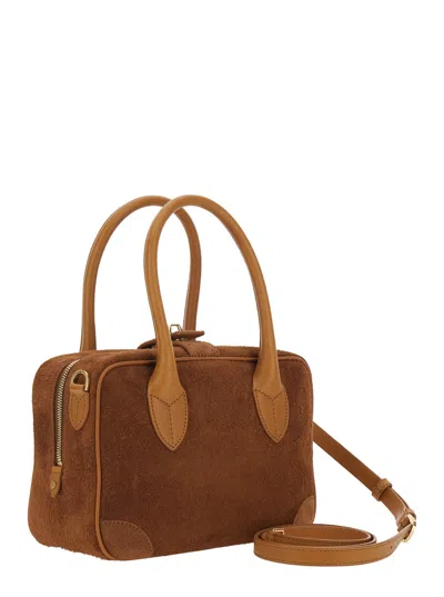 Golden Goose Suede Leather Bag In Leather Color In Brown
