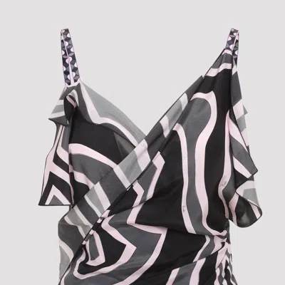 Pucci Spaghetti Strap Asymmetric Hem Dress In Multi