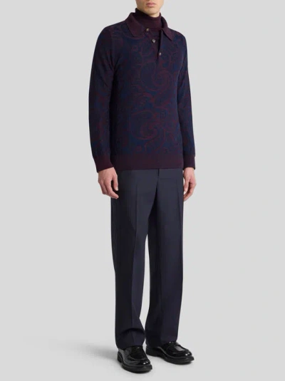 Etro Long-sleeved Polo Shirt In Black