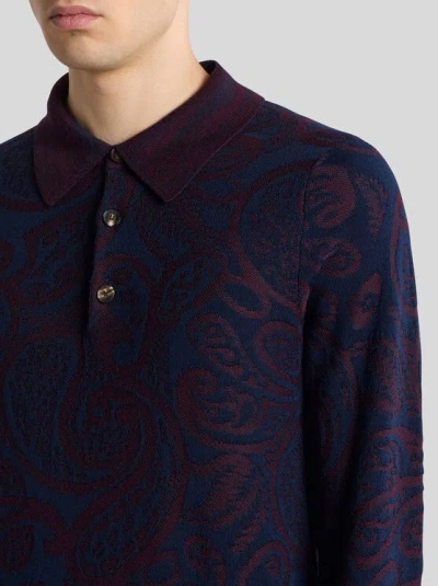 Etro Long-sleeved Polo Shirt In Black