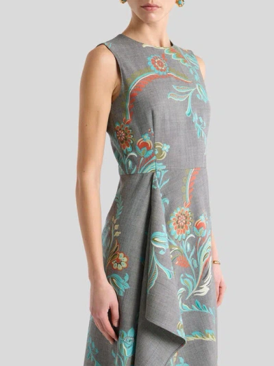 Etro Daffodil Print Sleeveless Dress In Multi