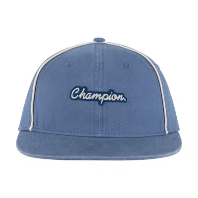 Champion Alt Script Flat Brim Adjustable Hat In Blue
