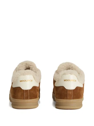 Woolrich Shearling-lining Stripe Sneakers In Brown