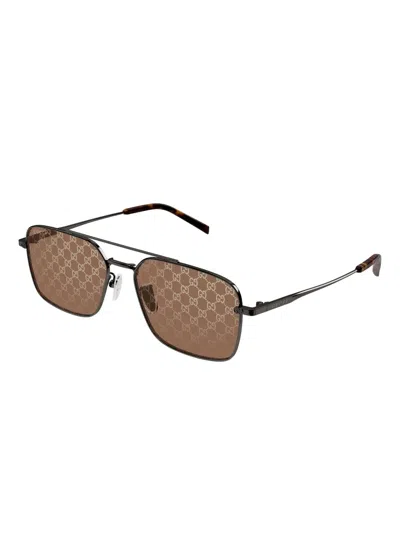 Gucci Eyewear Specialized Fit Rectangular Sunglasses In Brown