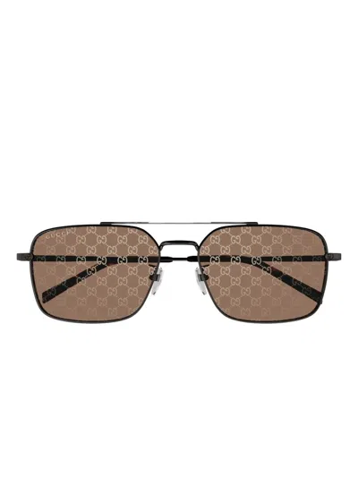 Gucci Eyewear Specialized Fit Rectangular Sunglasses In Brown