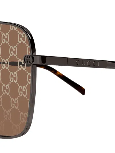 Gucci Eyewear Specialized Fit Rectangular Sunglasses In Brown
