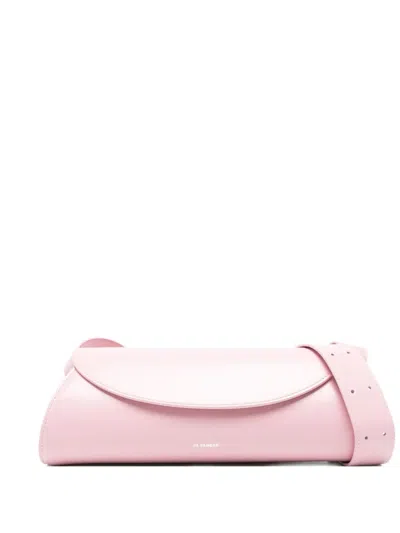 Jil Sander Pink Leather Small Cannolo Crossbody Bag In Pink