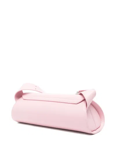 Jil Sander Pink Leather Small Cannolo Crossbody Bag In Pink