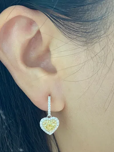 Hyt Jewelry 18k Yellow And White Gold Heart Diamond Earrings In Metallic